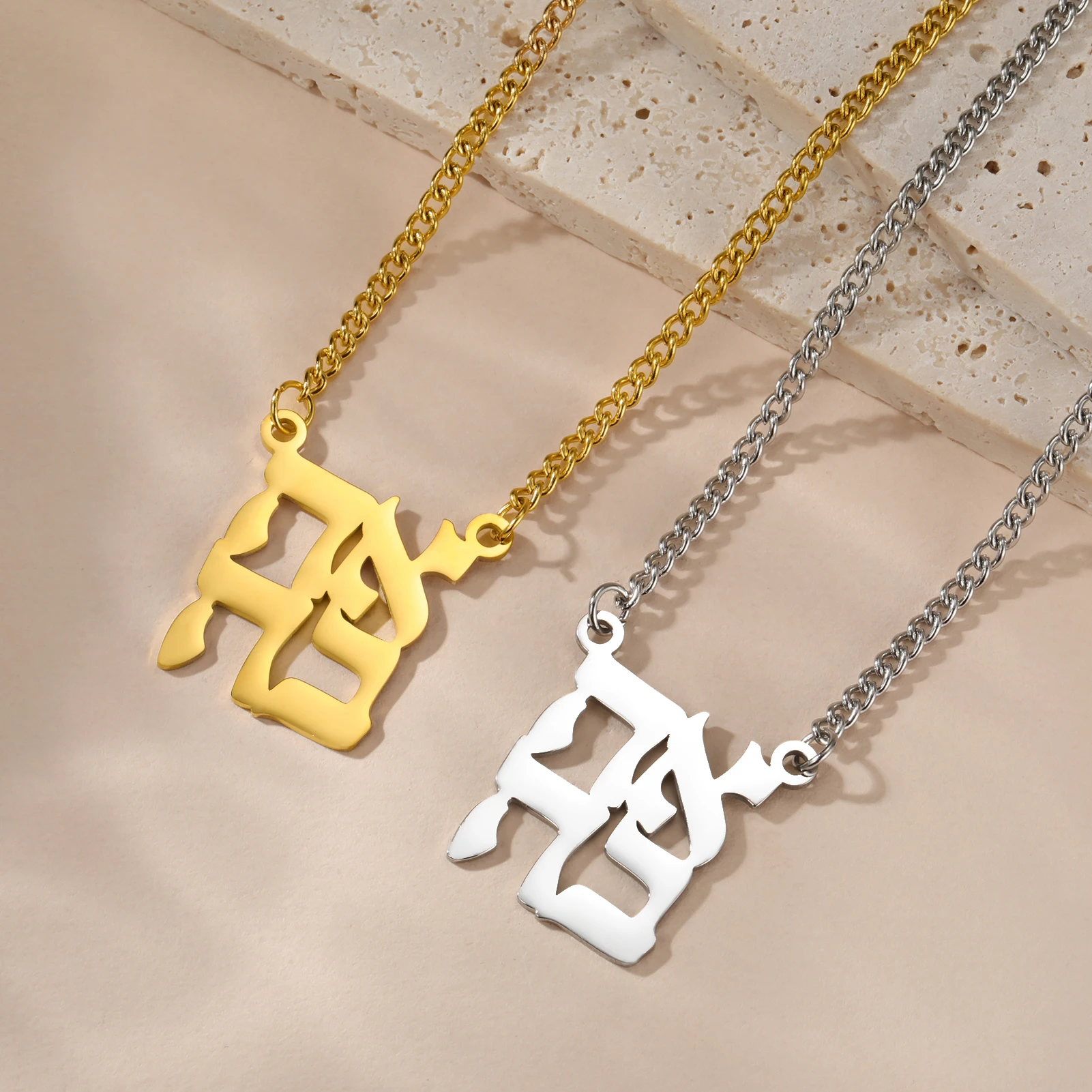 Lemegeton Hanukkah Hebrew Necklace for Women Men Love in Hebrew Stainless Steel Necklace Jewish Israel Amulet Vintage Jewelry