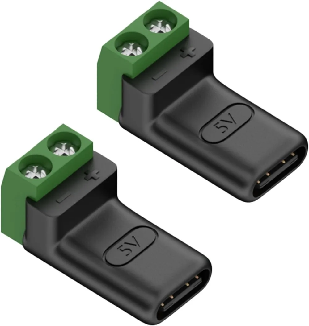 2PCS Type C Male Female Adapters Green Terminals 5V 3A Fast Polymer Connector for Electronics C Solderless 2 Pin Screw Block
