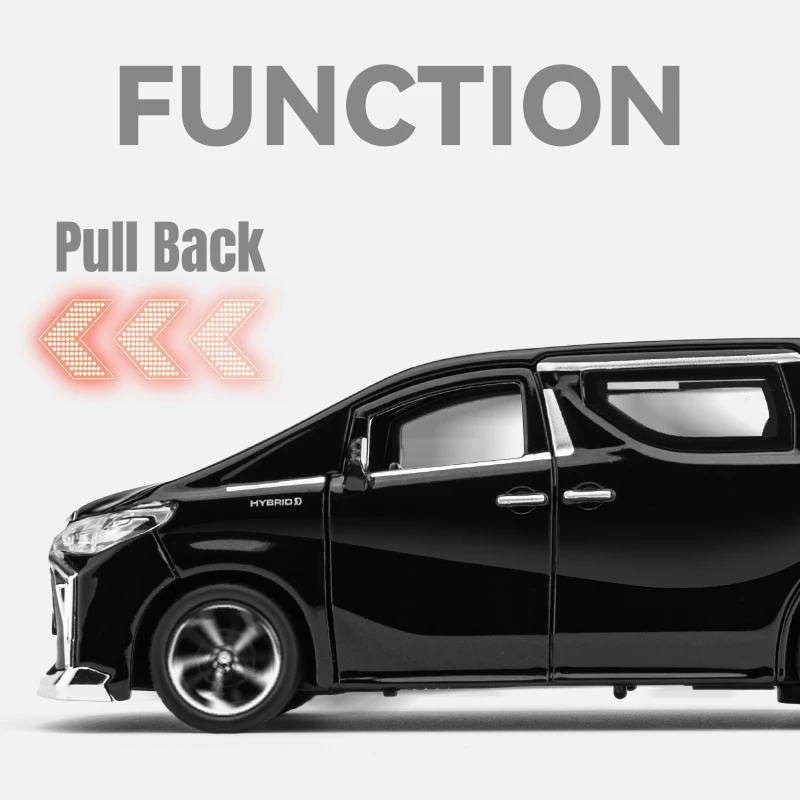سيارة تويوتا ألفار MPV لعبة للأطفال ، سيارة ديكاست فان ، سيارة سحب مصغرة ، صوت وإضاءة ، نموذج مصغر ، هدية للأولاد ، 1:32