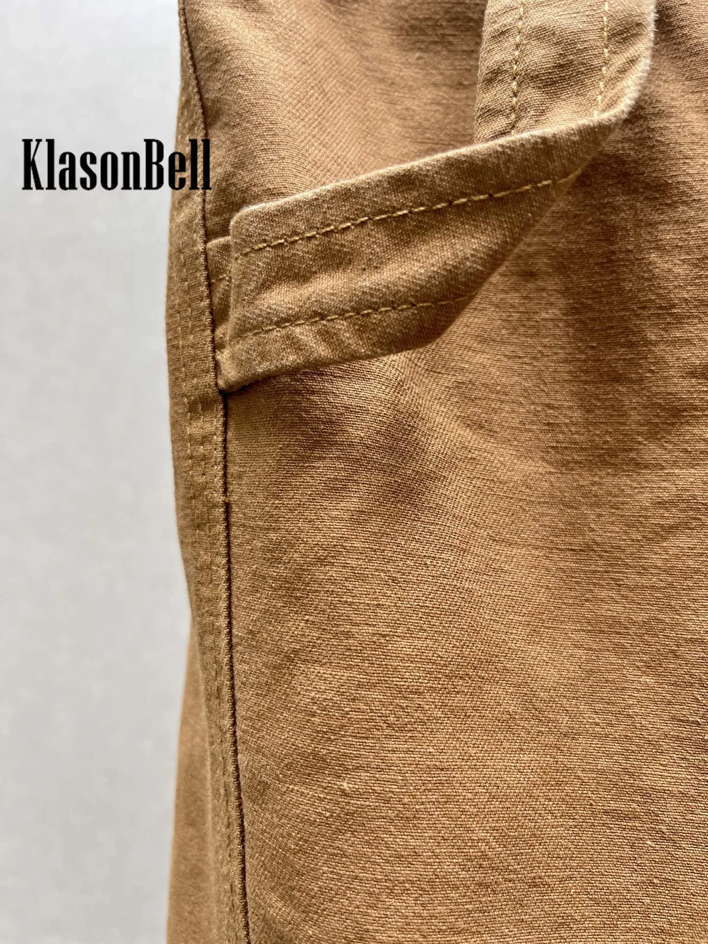 9.29 KlasonBell Women Clothes Washed Cotton Cargo Pants Plaid High Waist Spliced Button Decoration Casual Trousers