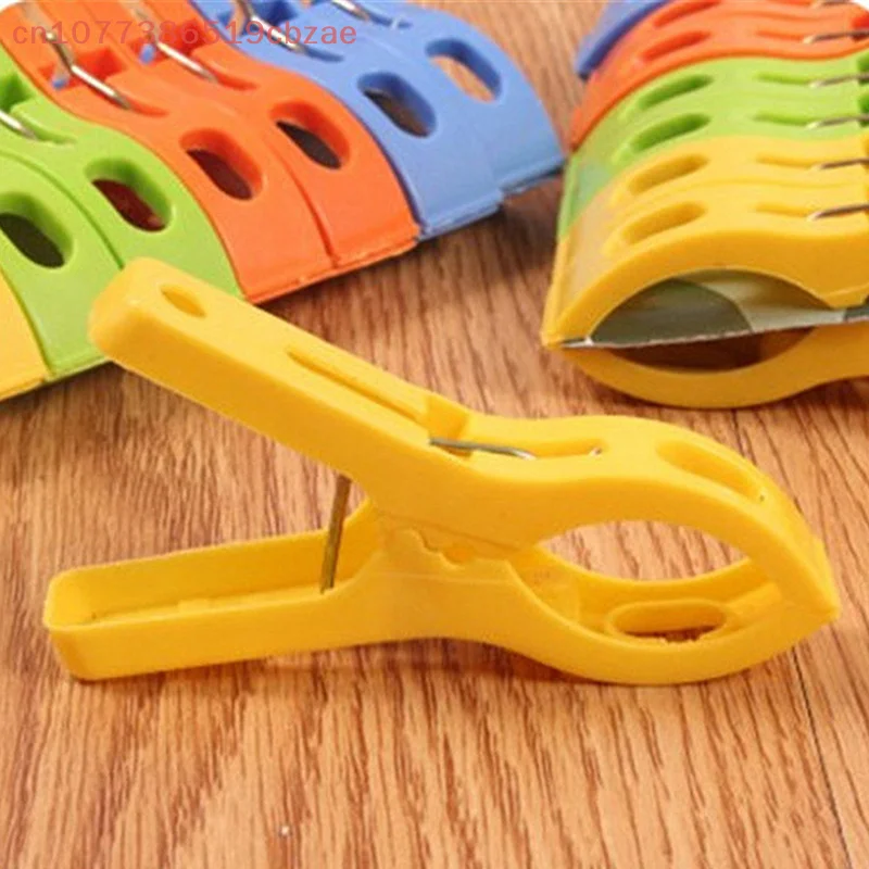 8ps/set Hanger Clips Large Plastic Windproof Beach Towel Clothes Pins Spring Clamp Clothespin Powerful Hot New Cheap