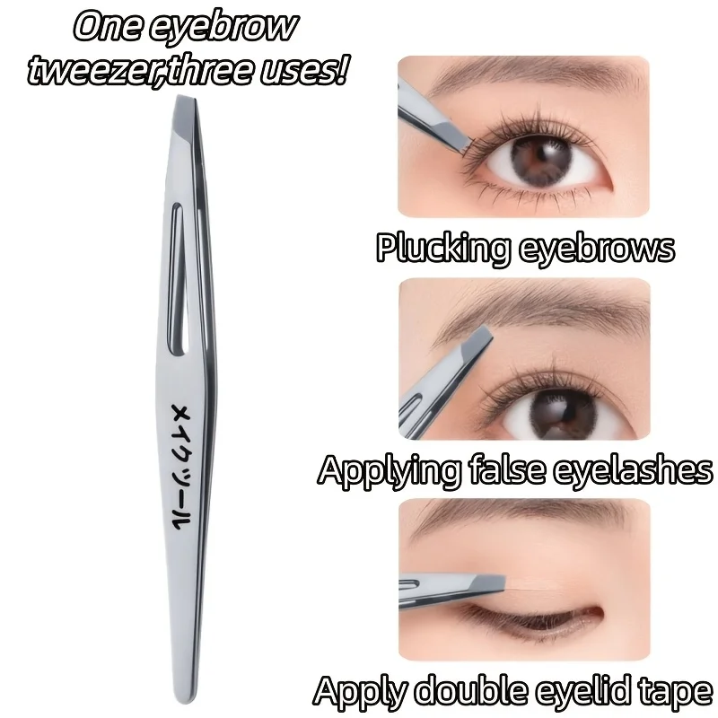 

High-Quality Stainless Steel Eyebrow Tweezers Slant Tip Facial Hair Removal Tweezers for Eyebrows and Beard Facial Grooming Tool