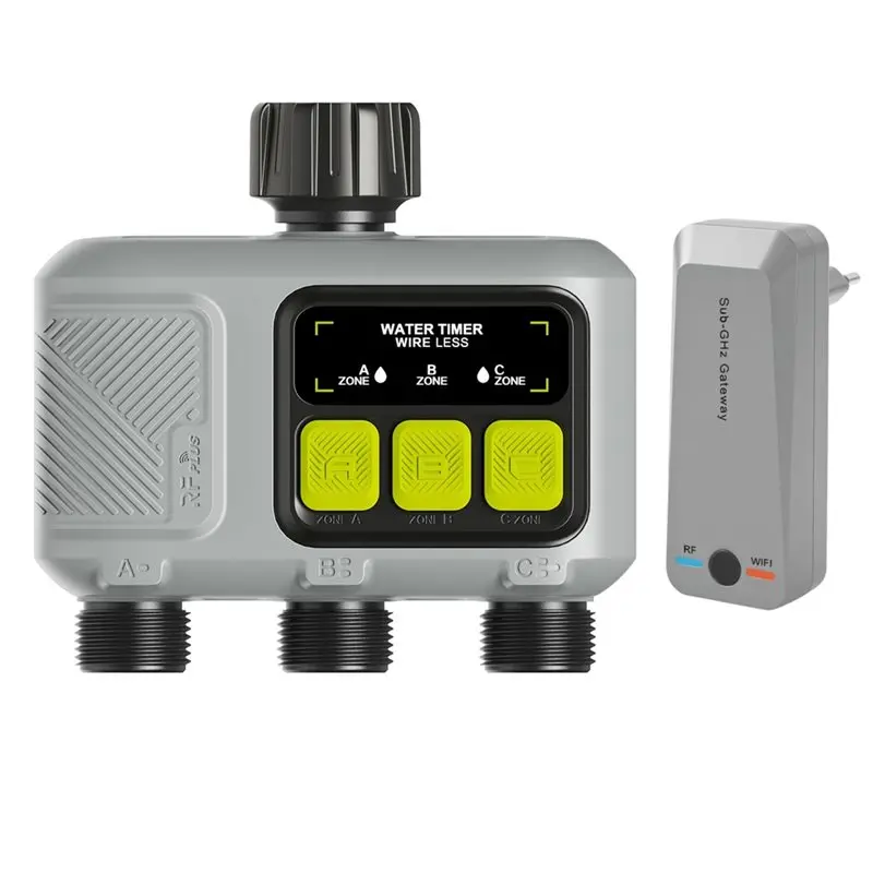ABMH-Wifi Smart Water Timer 3-Zone Garden Misting& Watering Controller App-Driven Remote Auto Irrigation System EU Plug