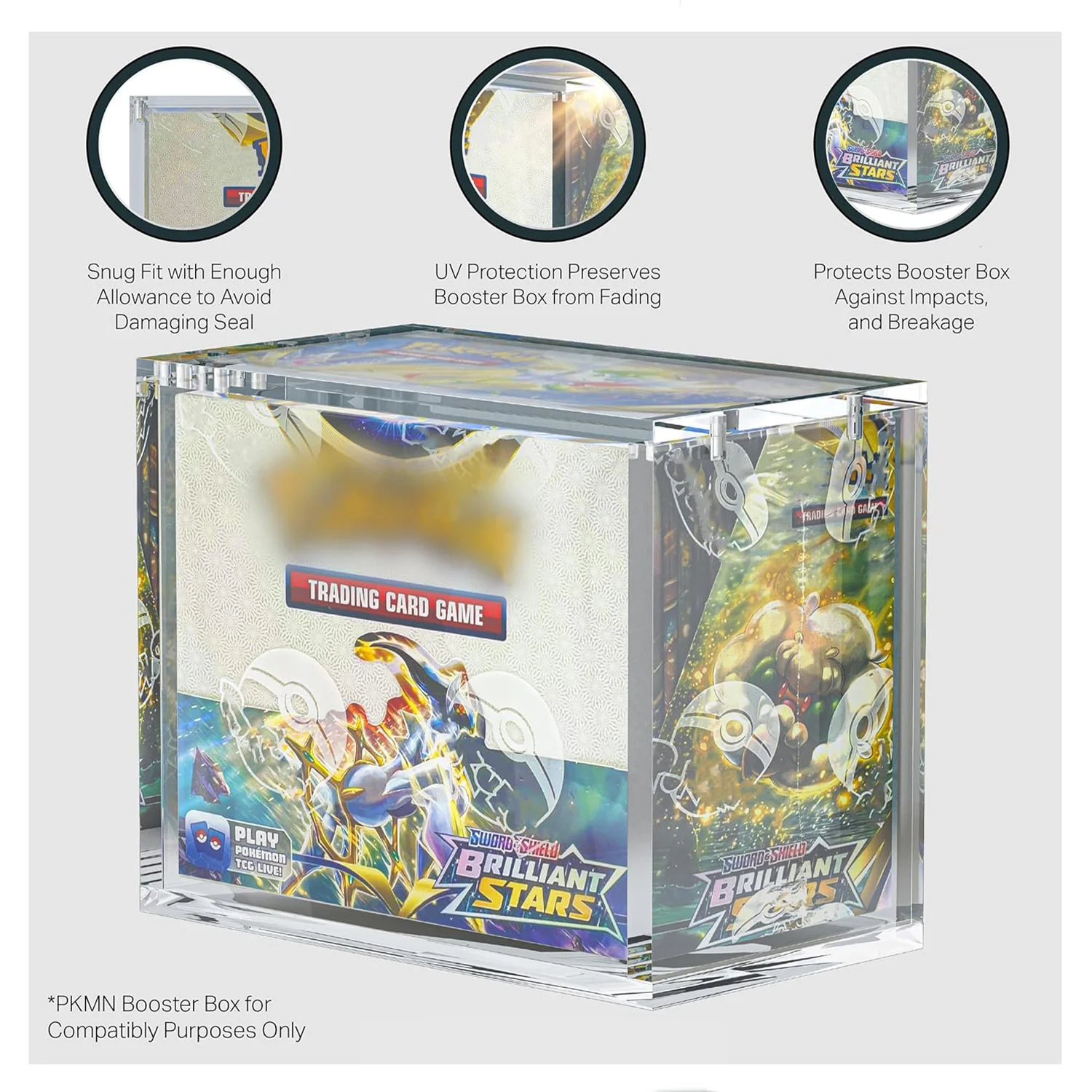 99 % UV-Schutz, magnetisches, modernes Acryl-Etui-Display für englische Pokémon-Booster-Pack-Box, klare und stilvolle Aufbewahrungslösung