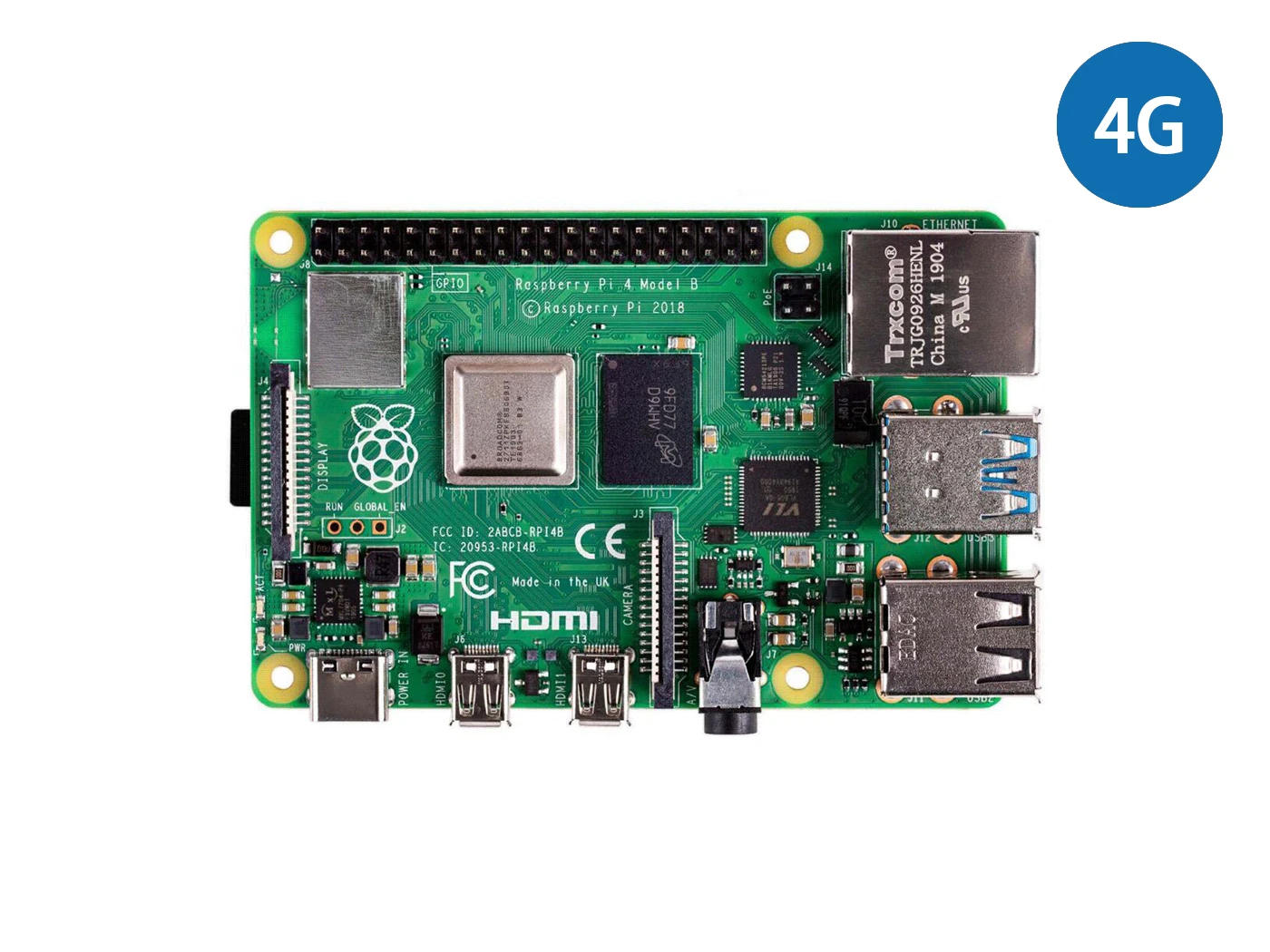 Raspberry Pi 4 Computer Model B, Single Board Computer voor het bouwen van een mini-pc/slimme robot/gameconsole/werkstation/mediacenter
