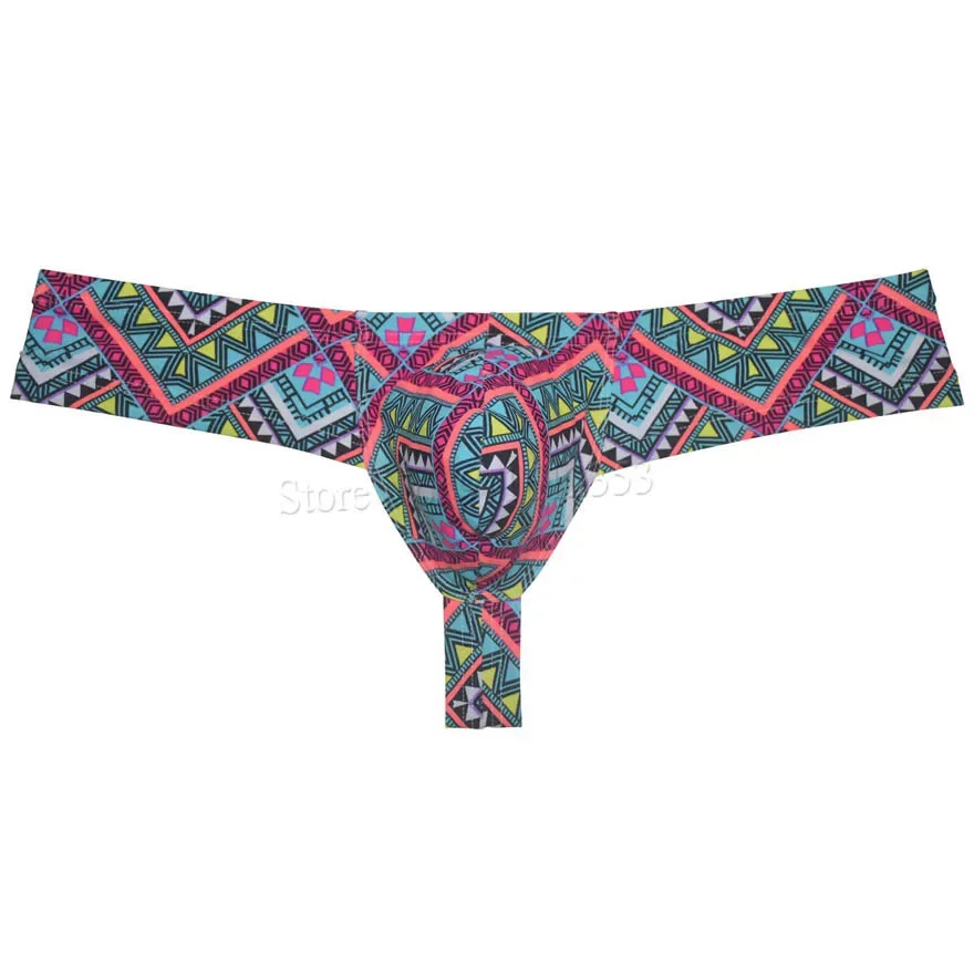 Men's Cheeky Boxer Briefs 1/3 Coverage Back Bottom Brazilain Bikini Briefs Mini Thong Boxer Printed Sexy Underwear