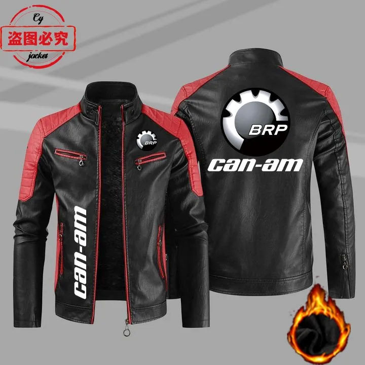 

CAN-AM motorcycle LOGO retro washed pu leather jacket windproof autumn and winter men's spring and autumn cycling leather jacket