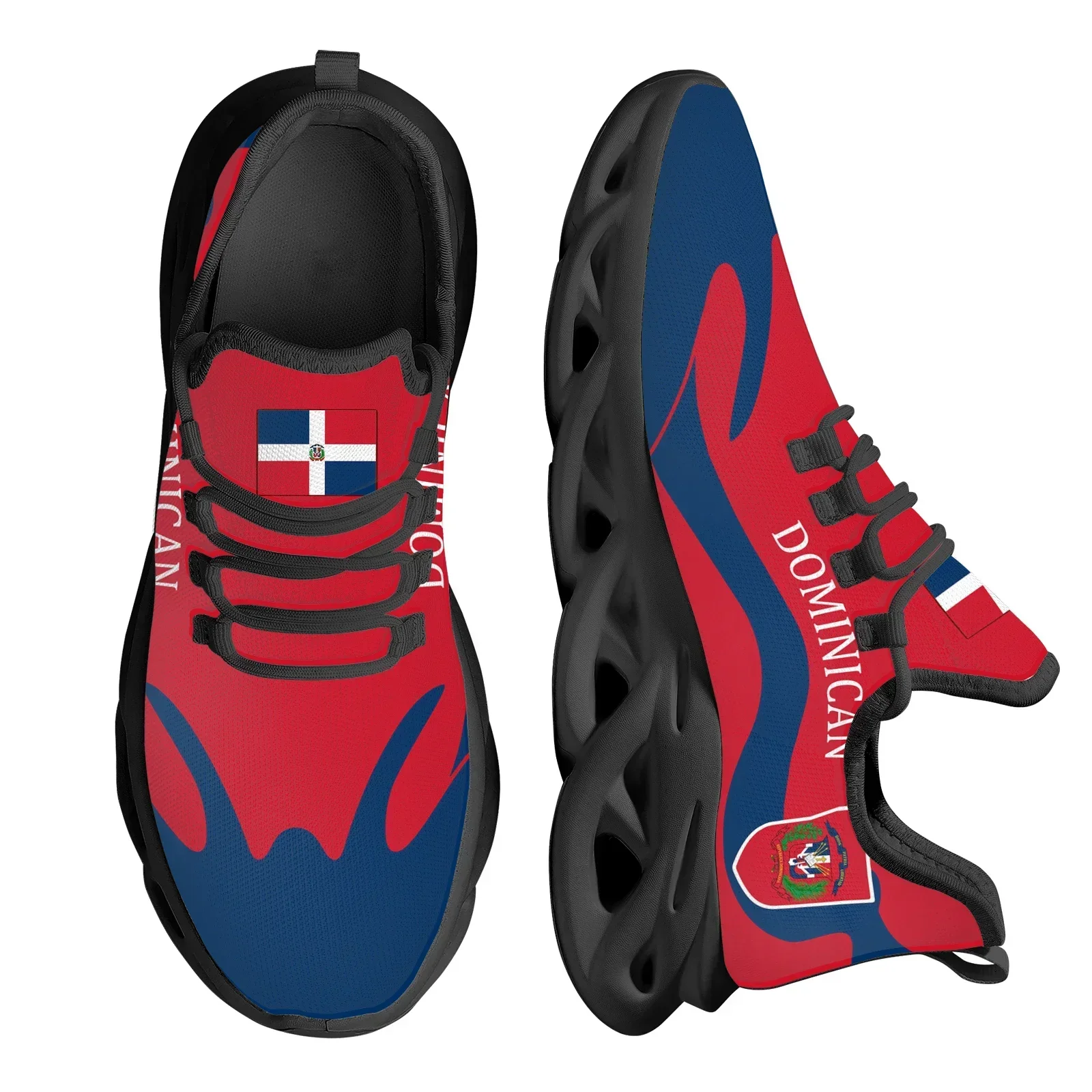 Dominican Flag National Emblem Design Lightweight Breathable Sneakers Lace Up Platform Sneakers Casual Shoes
