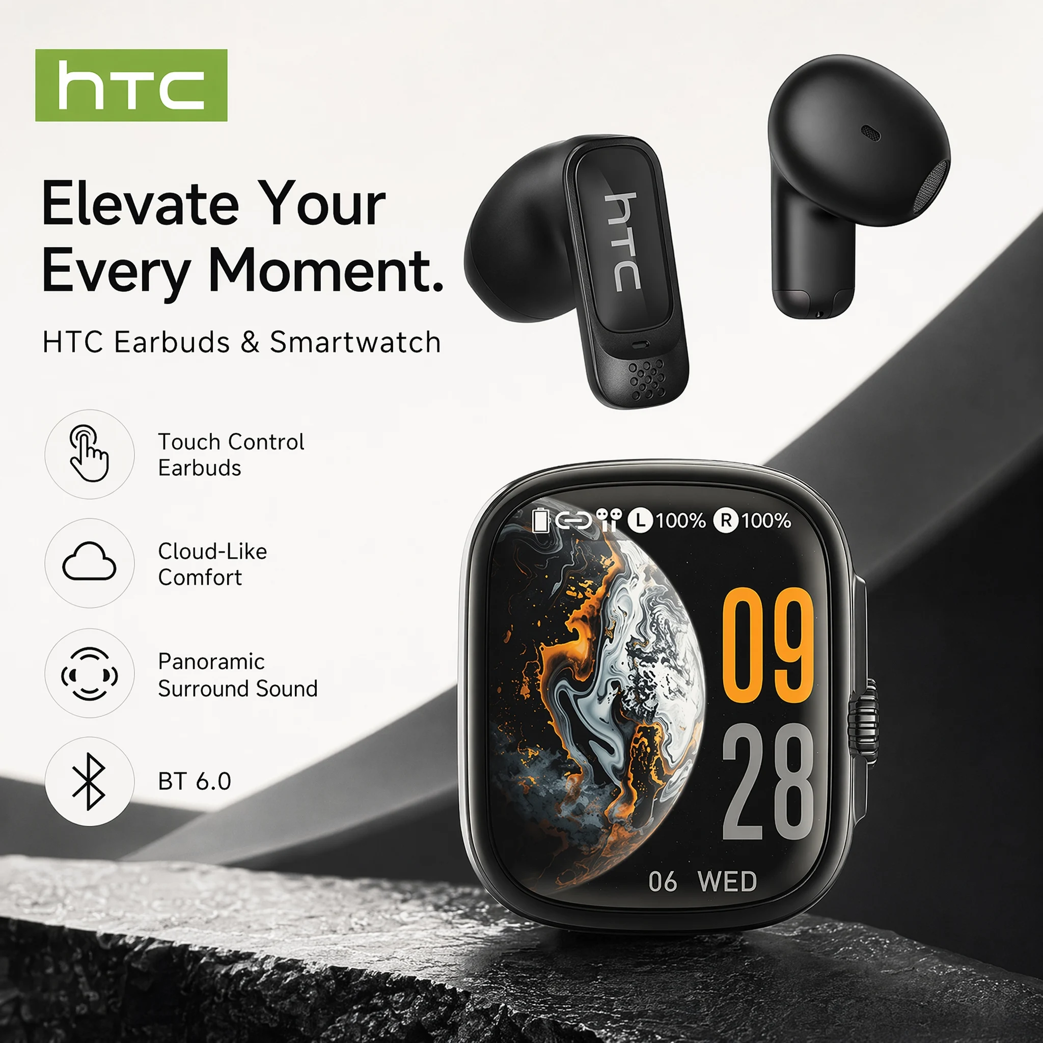 Écouteurs Traducteurs IA TWS HTC NE72 Nouveaux, Longue Autonomie, Écouteurs Sans Fil avec Écran Haute Définition, Idéaux pour un Usage Quotidien