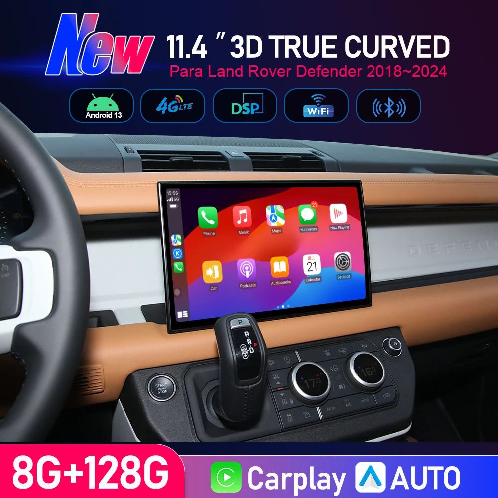 Android 11,4 "pantalla curva verdadera Radio de coche para Land Rover Defender 90 110 130 L663 reproductor Multimedia Auto Carplay sistema Dual