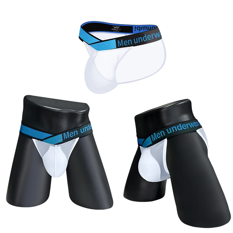 3PCS Men Briefs Underwear Transparent Bikini Mesh Underpants Large Crotch Pouch Men Panties Gays Sport Brief