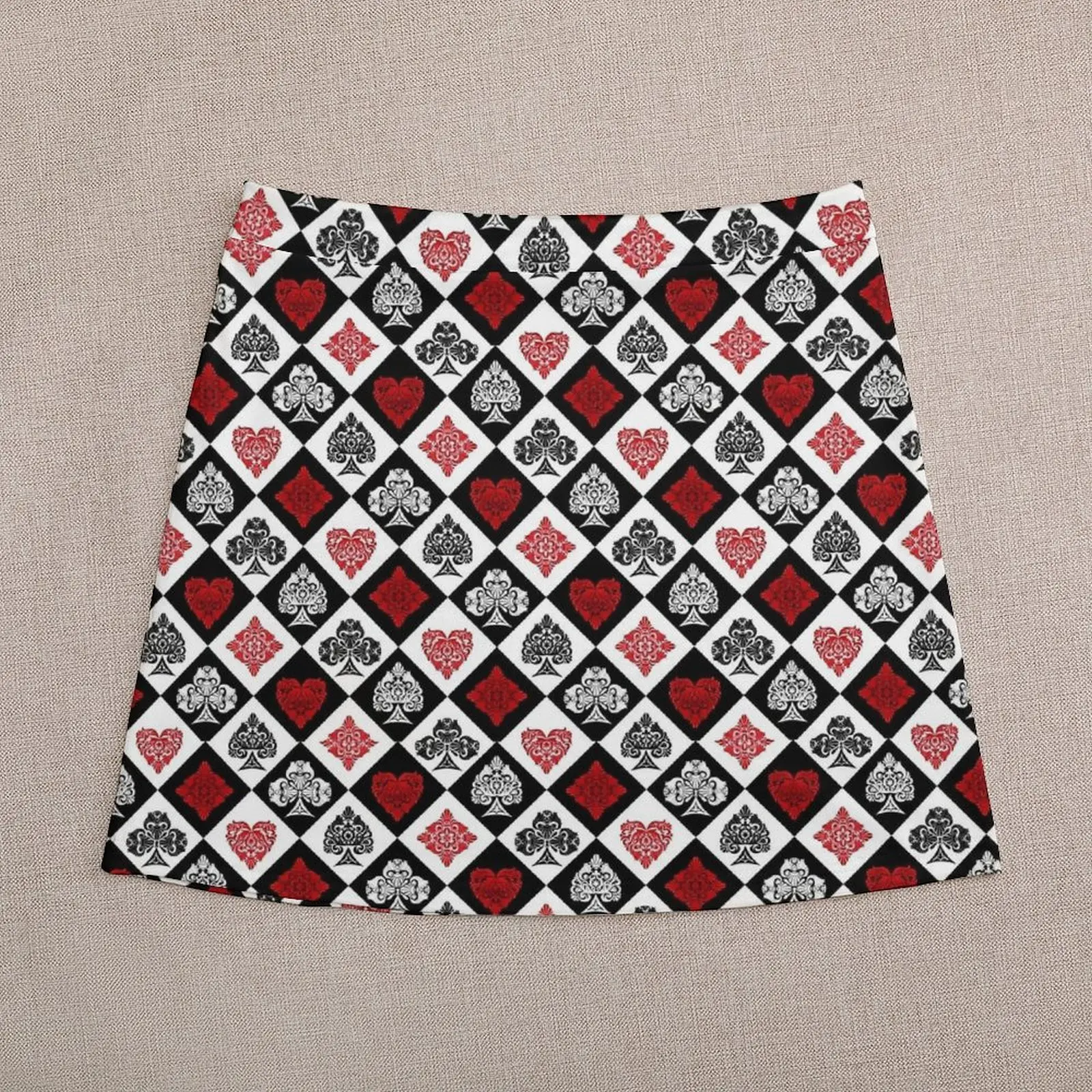 Vintage Playing Card Symbols Skirt  Korean Fashion Casual Skirts Ladies Elegant Mini Skirt Design Clothing Birthday Gift