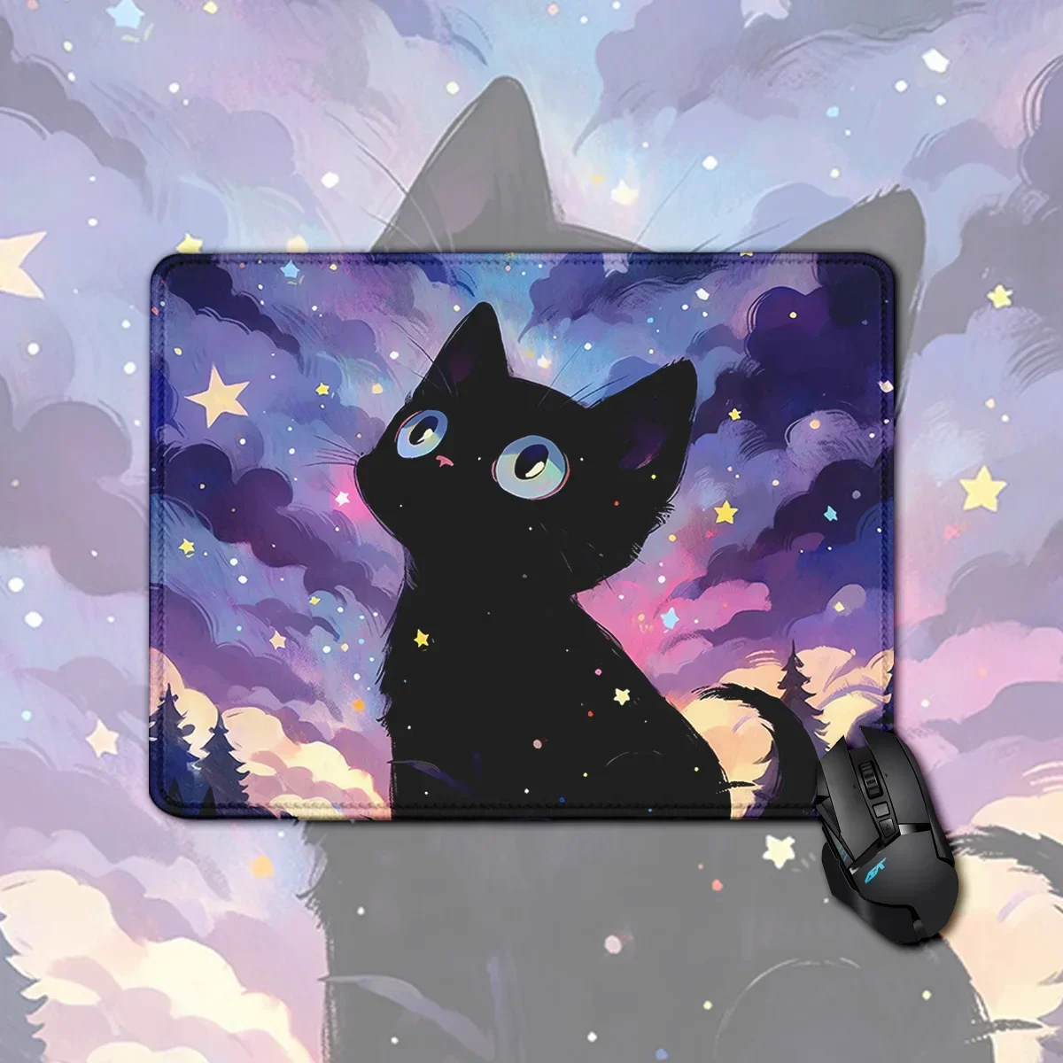 Small Mousepad Cute Starry Sky Computer Teclado Rug Table Keyboard Cat Desk Mat Laptop Nonslip Cushion Gaming Accessories Office