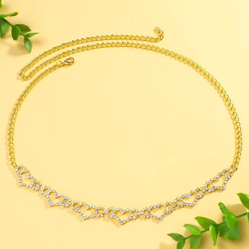 Rave Gift Rhinestone Heart Thigh Chain Leg Jewelry for Women Party Hollow Love Heart Body Leg Chain Garter Nightclub Accessories