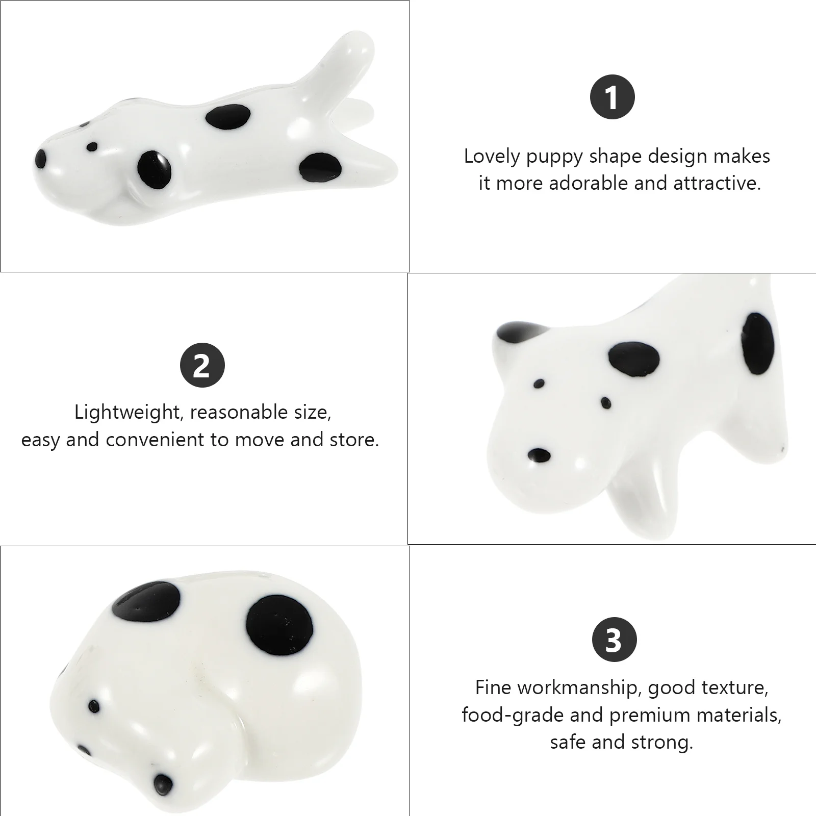 

4Pcs Puppy Chopsticks Holder Premium Ceramic Tableware Rack Dining Home Decor Creative Puppy Shape Rest Chopsticks Holder