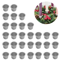 30pcs Bar Mini Candlestick Aluminum Cup Wedding Dining Home Party Living Room Decor Candlestick Cup Candle Holder Candle Stand