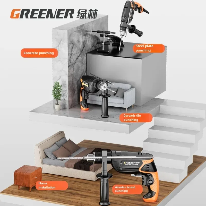 220V Maxpower Green Forest Multifunctional Impact Drill for Precise and Efficient Drilling