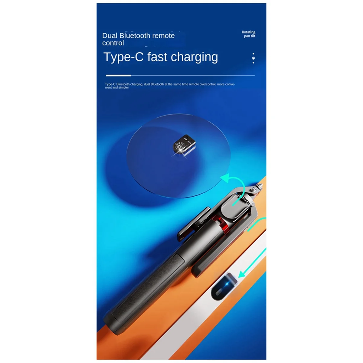 A57G-P325 Tongkat Selfie Dudukan Berkaki Empat dengan Remote Control Bluetooth Ganda Dapat Dilepas, Ponsel Tongkat Selfie yang Dapat Diperpanjang