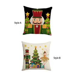 Christmas Pillow Case Modern Nutcracker Design 45 cm x 45 cm Xmas Series Cushion Cover for Winter Bedroom Sofa Couch Living Room