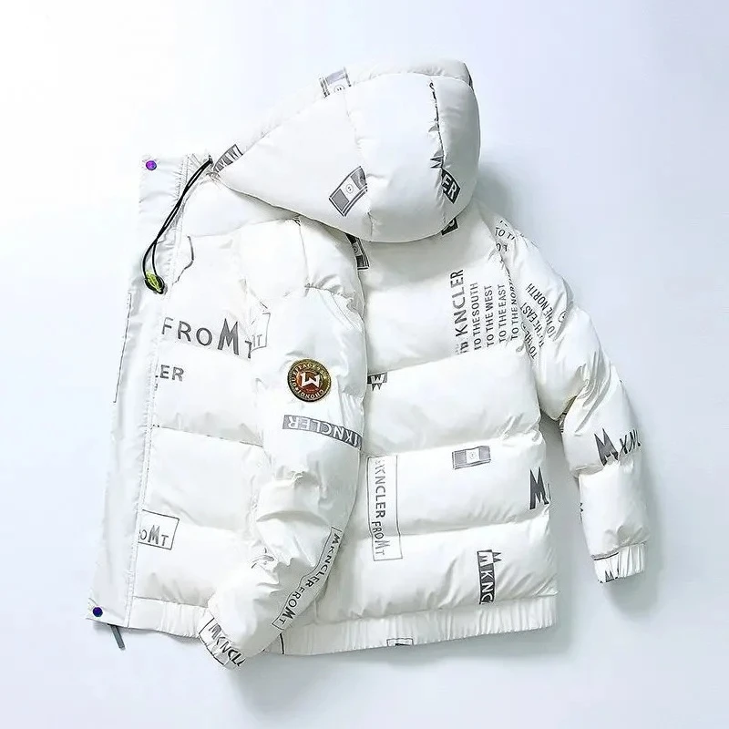 Nuevas chaquetas acolchadas con capucha de invierno para hombre, abrigos brillantes, Parkas informales de calidad para hombre, chaquetas a prueba de viento para exteriores con plumón de pato blanco 4XL