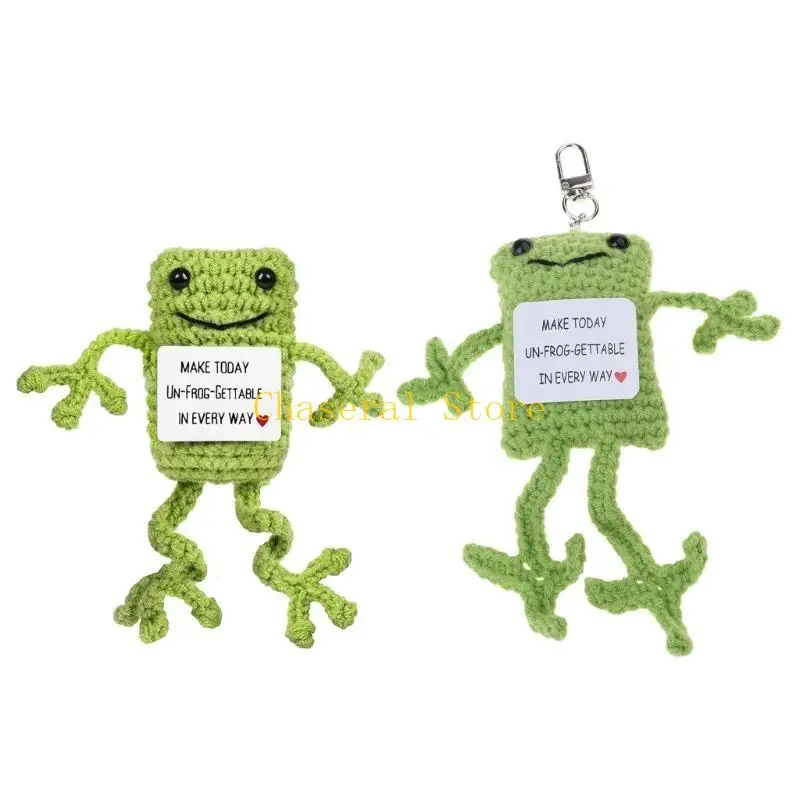 e7ce ملهمة Crochet Frogs Companion مع كلمات إيجابية كلمات دافئة