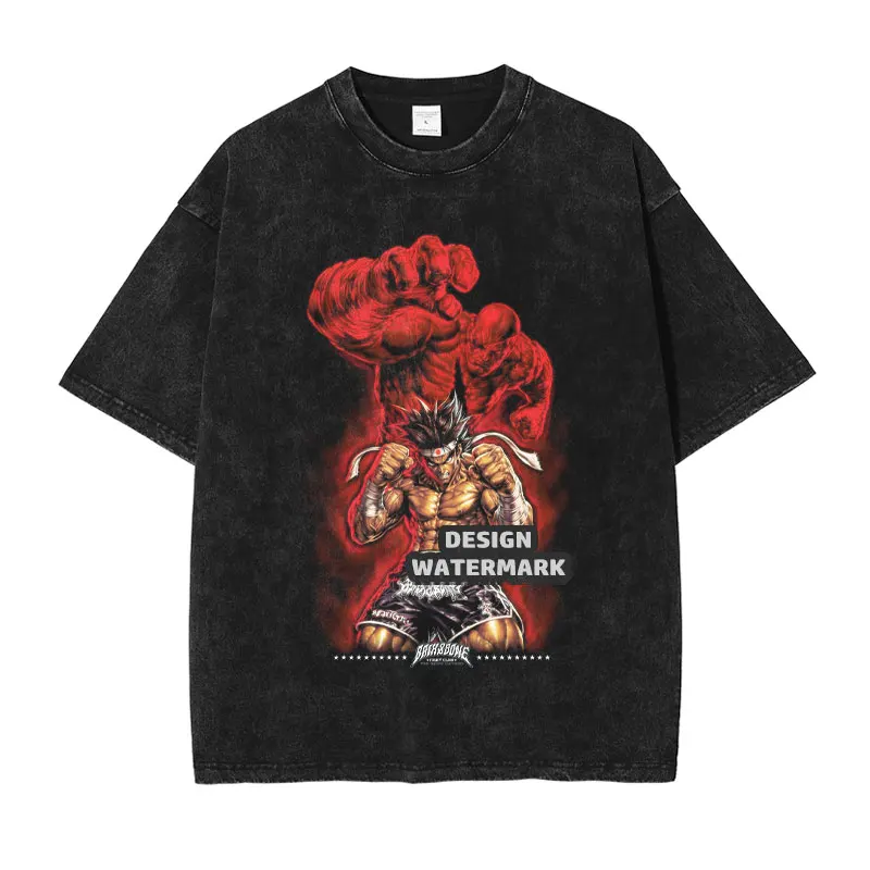 Joe Higashu Tops Tees Vintage Wash Anime Manga DTG Printing Casual Short Sleeve T Shirts Daily Tops 100% Cotton Summer