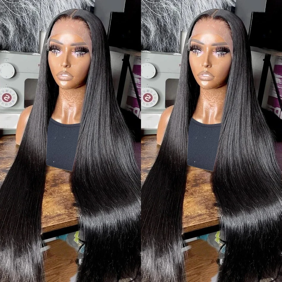 36 Inch 13x4 13x6 Bone Straight Lace Frontal Human Hair Wigs Transparent  Brazilian 5x5 Wear Glueless Lace Front Wig