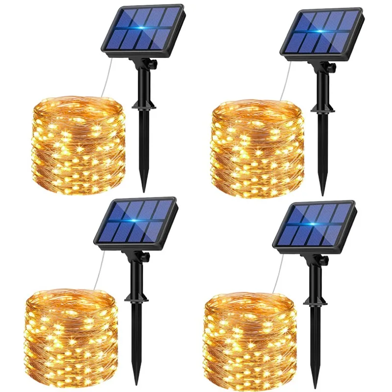 

Waterproof Solar String Lights for outside - 1/2/4 Sets 8 Modes Twinkle Warm White for Patio Garden Tree Yard Party Decor