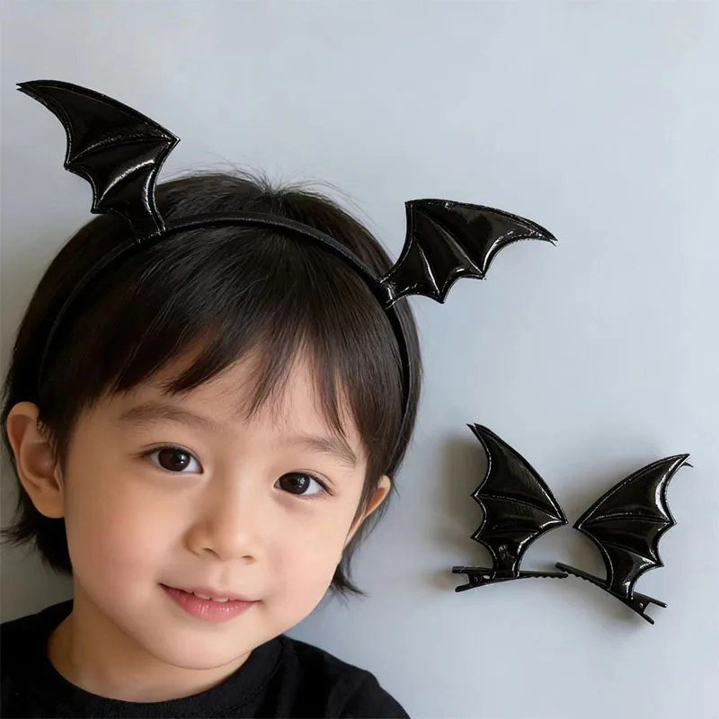 Halloween Bat Wings Headband Hair Clip Set 4 Colors Devil Wing Hair Hoop Kids Cosplay Party Costume Accessory view 3