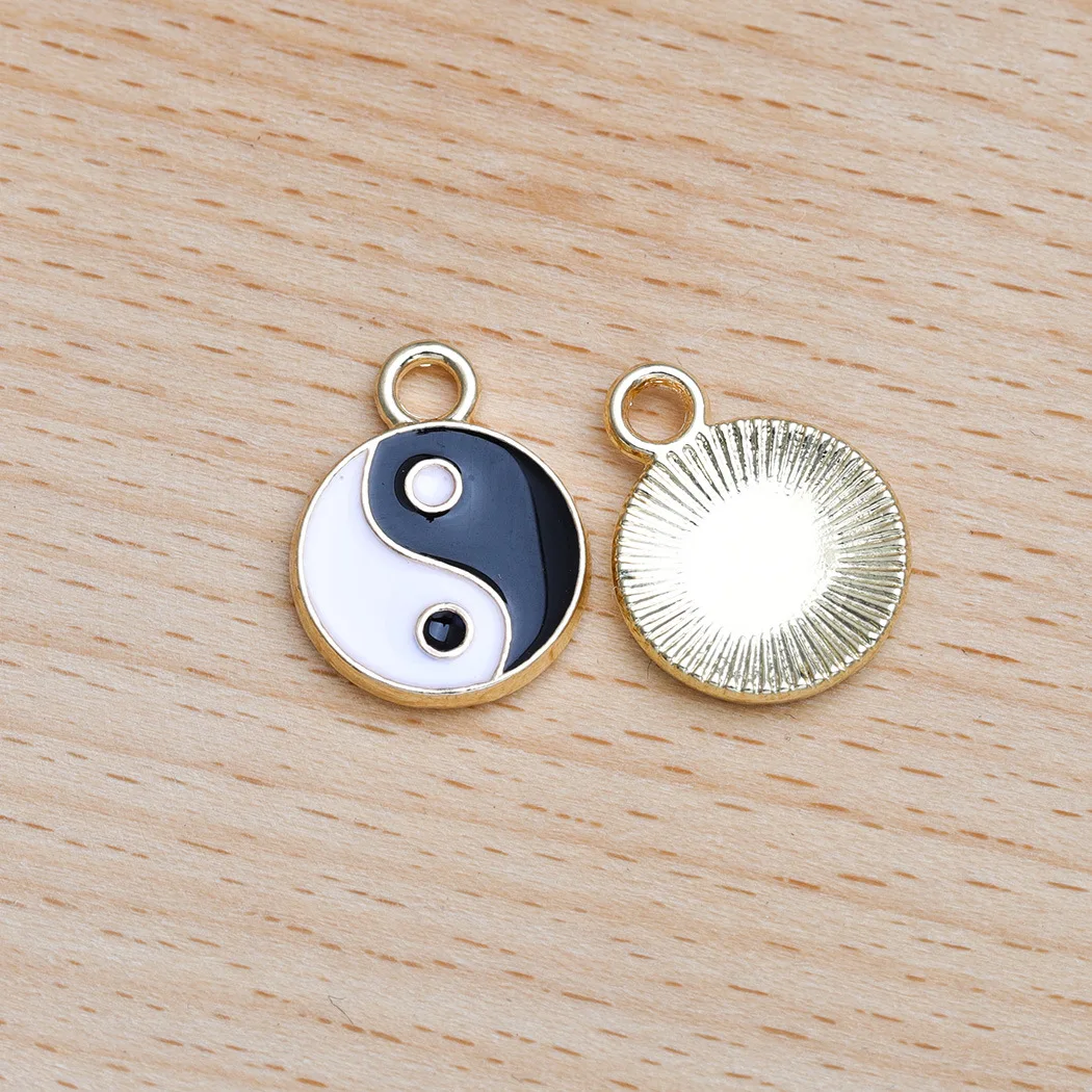 20pcs 2in1 Alloy Enamel Charms Taichi Yin Yang Pendant Charms Necklace bracelet Diy Accessories Jewelry Finding Spacer Beads