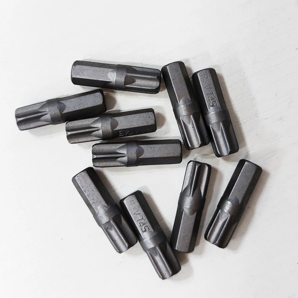 10pcs 1/4 inch Shank Torx T45 Bit Set 25MM Long Torx Screwdriver Bits Kit For Hand Tool 6 Point Spline Screw Driver Tip