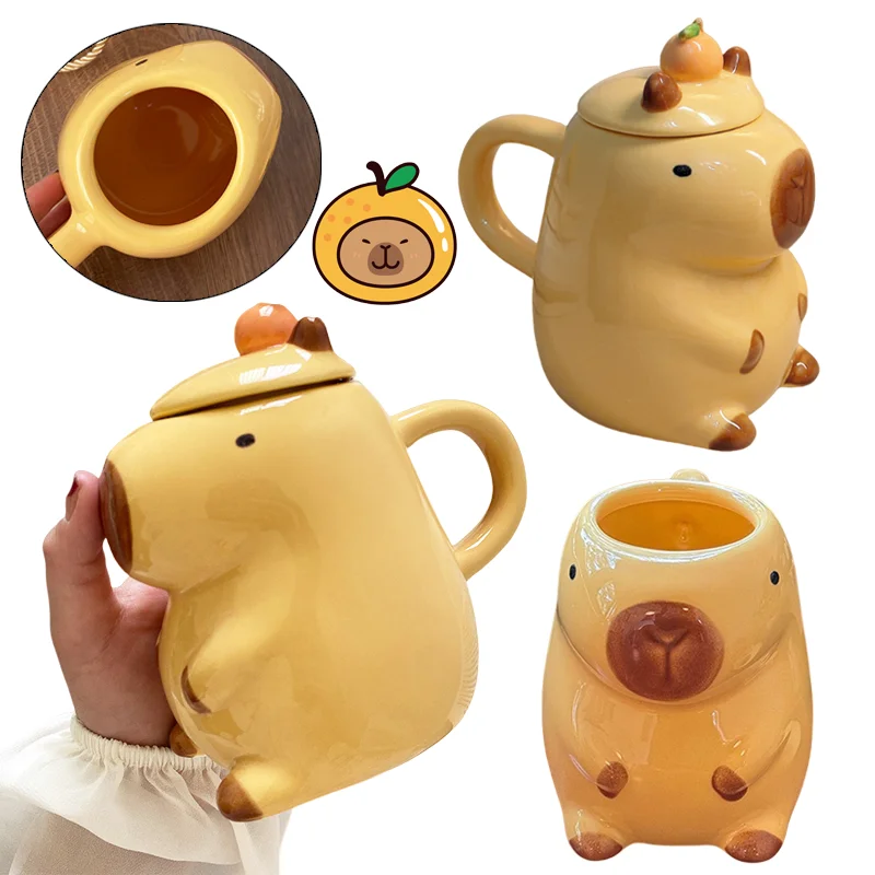 

Capybara Water Cup Cartoon Ceramic Coffee Cups for Office Home Baking Dessert Breakfast Milk Drinkware Mug Kitchen Supplies
