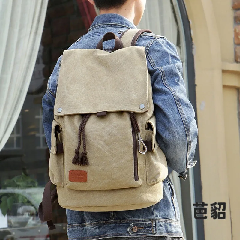 Unisex Canvas Backpack Large Capacity Travel Bag with Computer Compartment High School Student College Student Bookbag Simple...