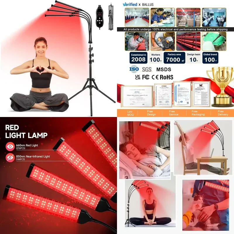 for 80W Full Body Red Light Therapy Panel with Stand Dual Wavelength Heat Lamp Physiotherapy Device for Pain Relief