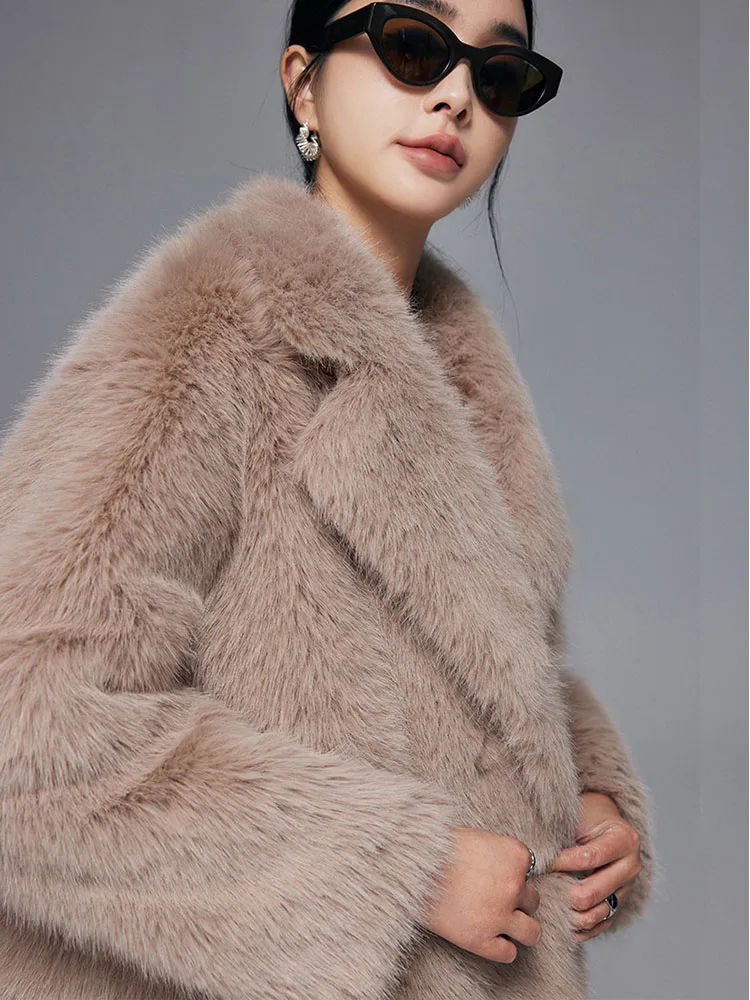 ZADORIN Winter Coats for Women Elegant Lapel Loose Thick Warm Faux Fur Jacket Woman White Fluffy Coat Jackets New In Outerwears