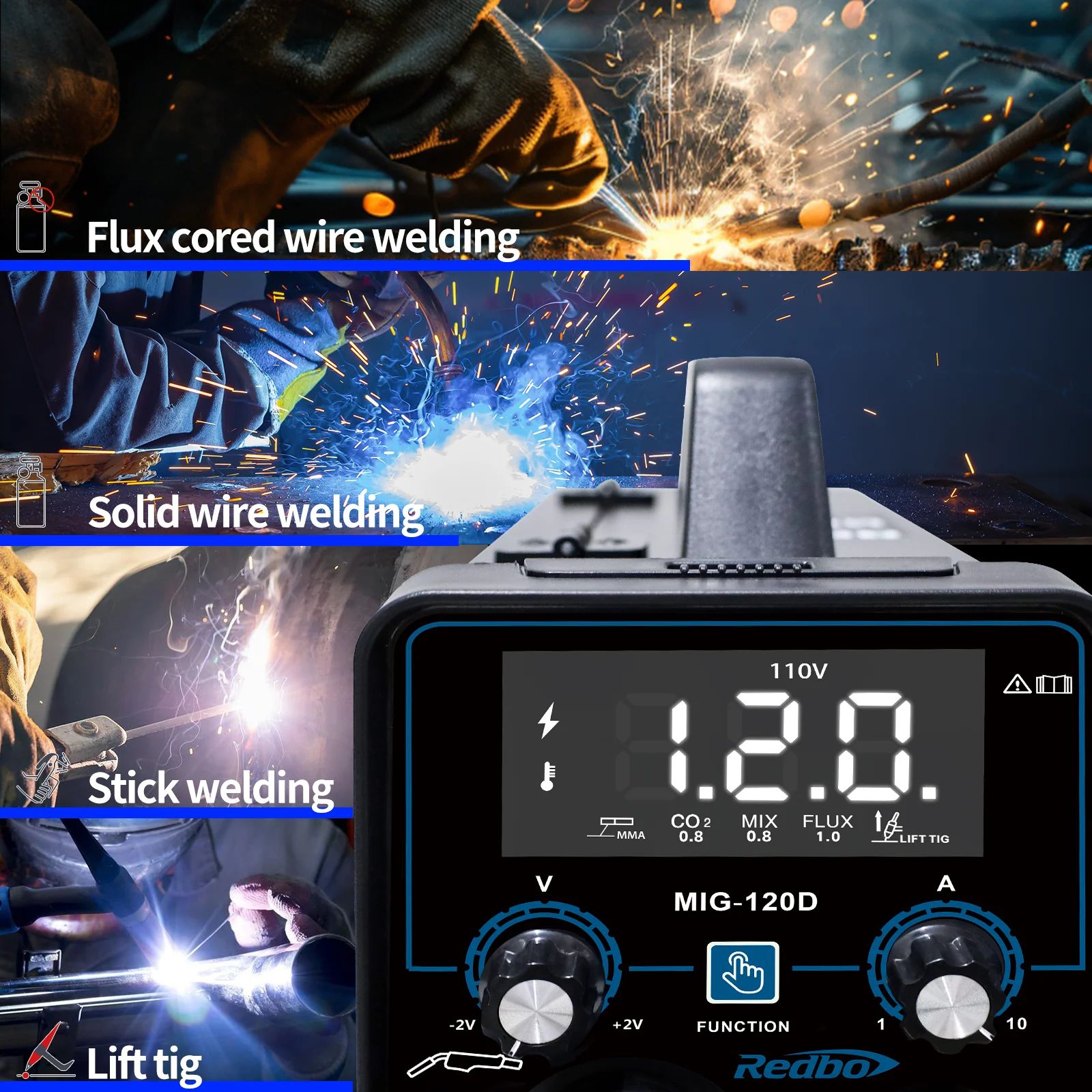 Digital USA 110 Volt Inverter Power Weld GMAW Welding Machine MIG/MAG/MMA/FLUX/LIFT TIG Soldador MIG Sin Gas MIG Welders 110v