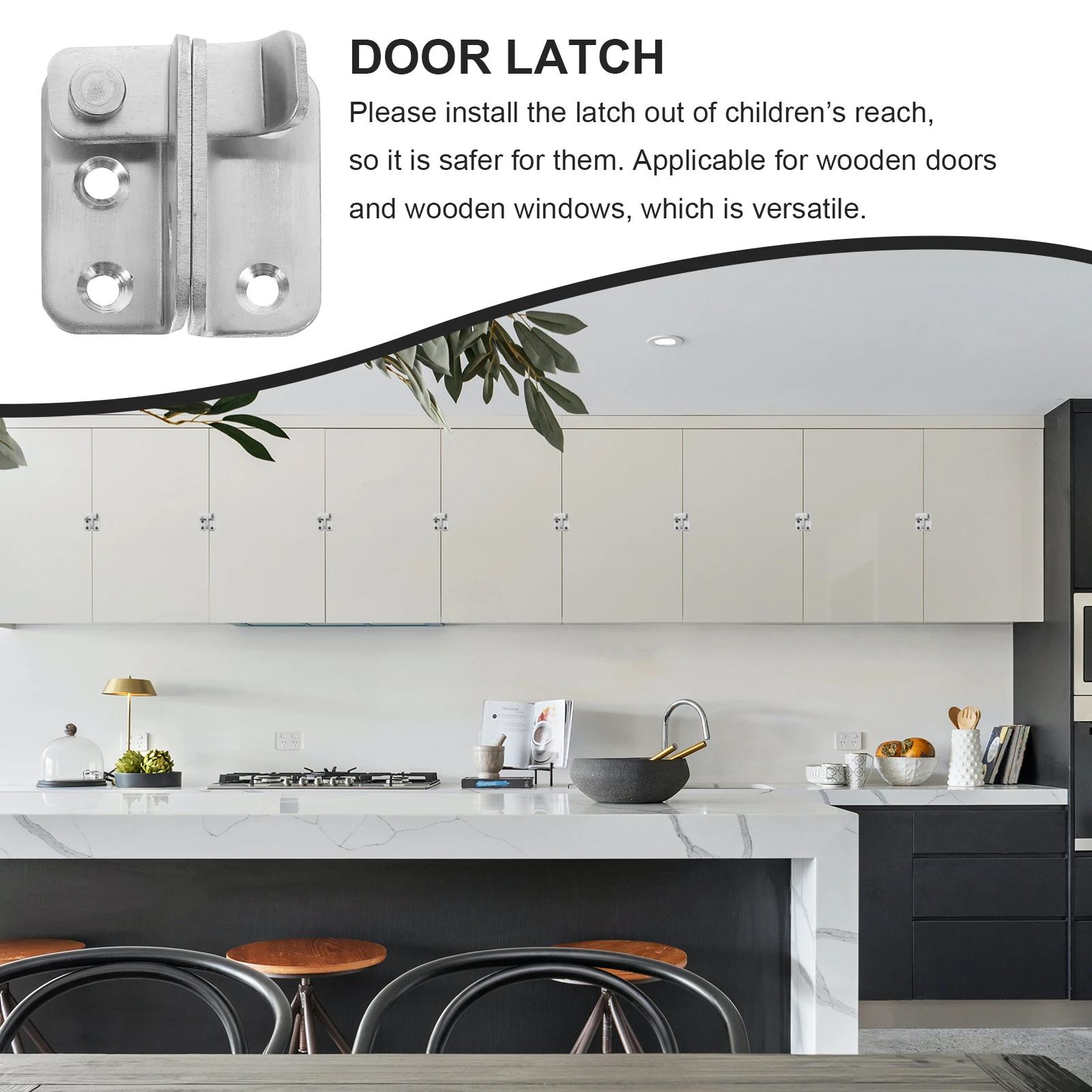 

2pcs Stainless Steel Sliding Door Latch Left Right Opening Gate Lock Wear Resistant Anti Theft Safety Buckle Polished Edges