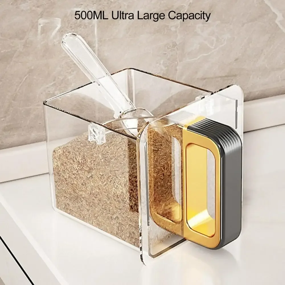 Wall-mounted Seasoning Box Set Spice Rack Sugar Bowl Salt Shaker Seasoning Container Spice Boxes with Spoons Kitchen Organizer