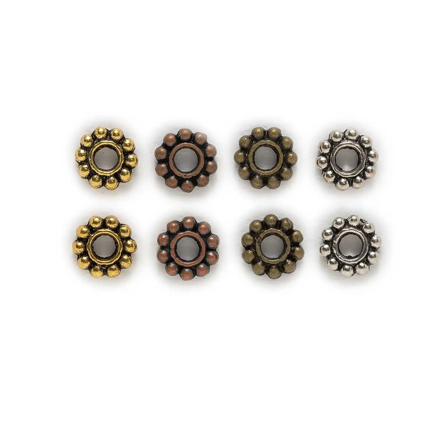 

100Pcs Daisy Spacer Beads Metal Flower Charms Jewelry Making Findings for DIY Bracelet Necklace Chain Gift Supplies Antique