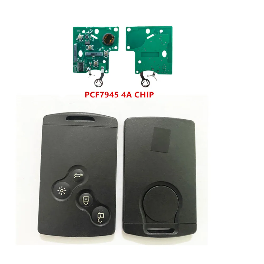 4 Button Smart Keyless Handsfree card Key 434MHz 4A hitag AES PCF7945 Chip For Renault Clio 4 Key captur key After 2013