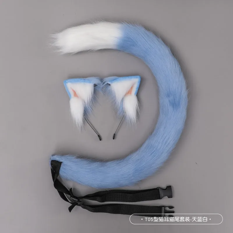 Animal Tails Cosplay Prop Girls Lolita Cosplay Costume Accessories Rem Cat Lady Ear Tail Set Woman Blue Black Pink Party Wear