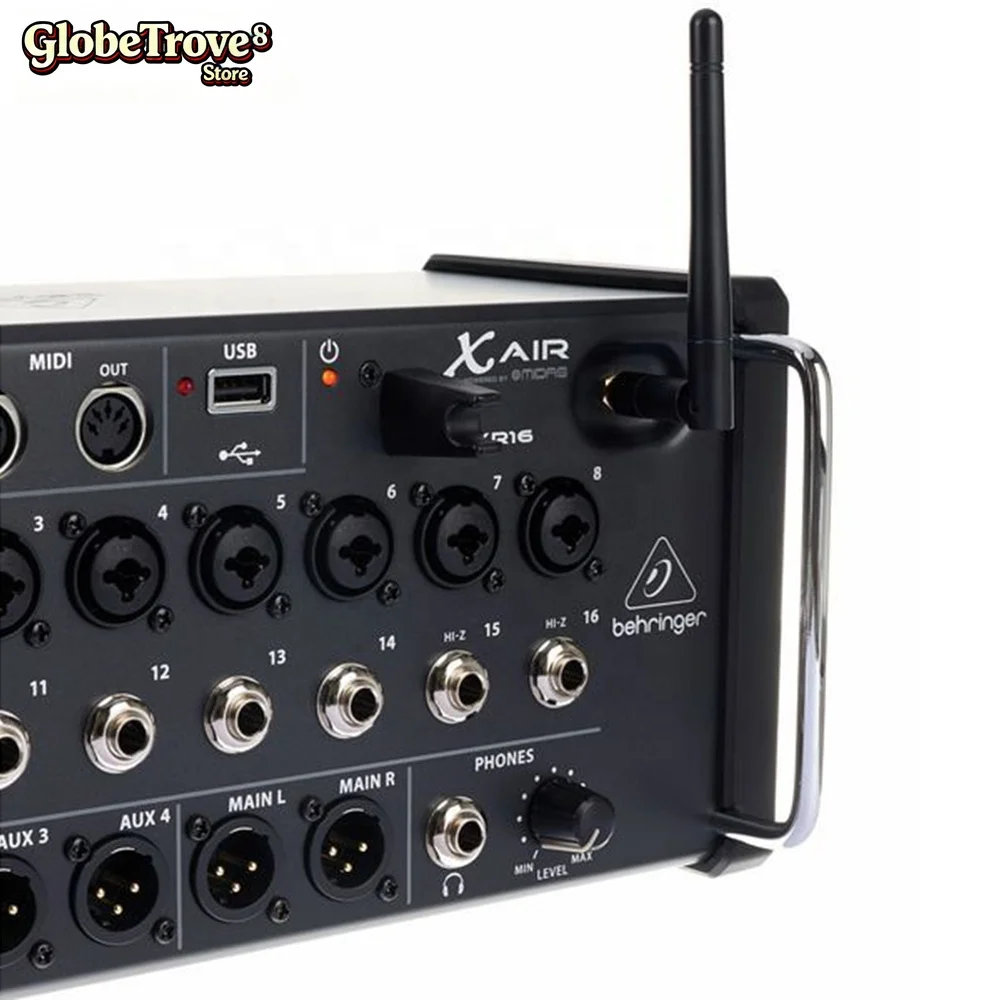 GlobeTrove Behringer X Air Series XR16 Consola digital de 16 canales Sistema de sonido de audio Mezclador digital en rack con control remoto