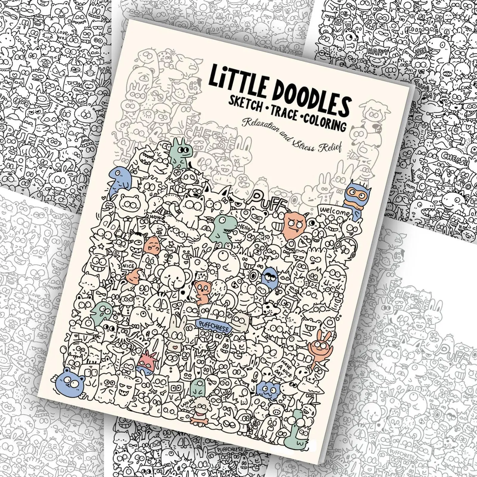 Doodle Coloring Book For Adults Mindfulness Stress Relief Activity Cute Doodles Patterns Trace Color Book For Women Men Adults