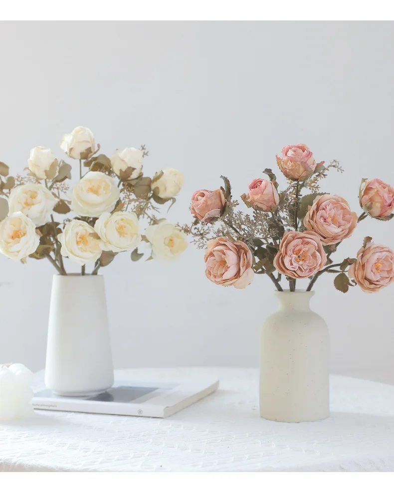 10 Stück Herbstliche 2-köpfige Rosen Künstliche Blumen Wohnzimmer Tischdekoration Hochzeit Brautstrauß Hochzeitsdekoration Party Blumendekoration – Detail 4
