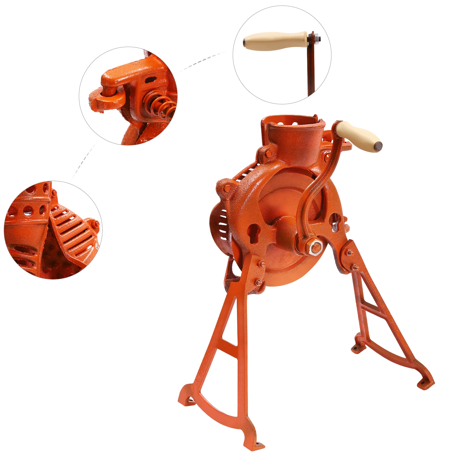 

38*20*42cm Hand Corn Sheller Orange Cast Iron Manual Thresher Cornhusking Machin with Adjustable Opening for Home & Small Farm