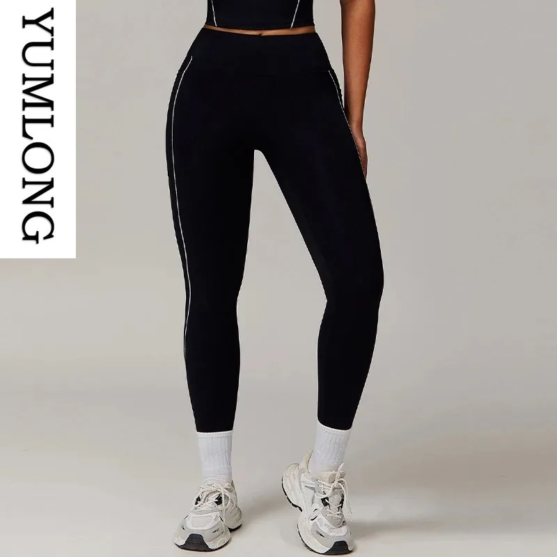 Yoga Pants Workout Leggings Ladies Color Block Activewear Running Gym Tights Push Up High Waist Athletic Bottoms Sportswear 2025