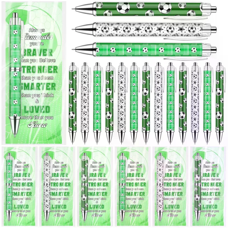 

24 Sets Football Pens Party Favours Supplies Football Stationery Ballpoint Pens and Cards for Boys Girls Team Adults