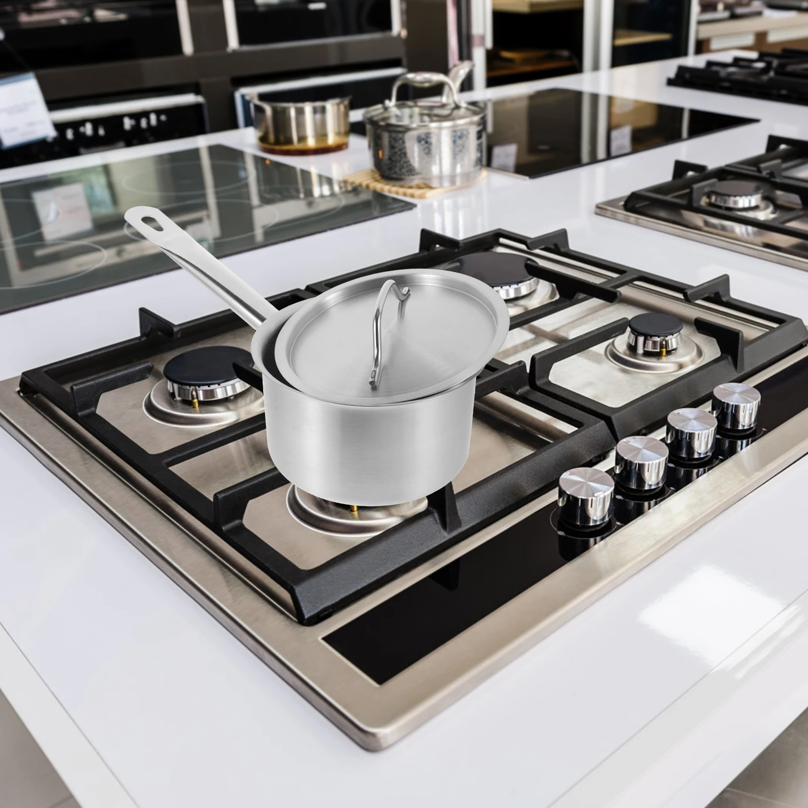 

High Body Soup Pot Stainless Steel Milk Pan Pans Cookware Tool Long Lasting Nonstick Gas Induction Cooker