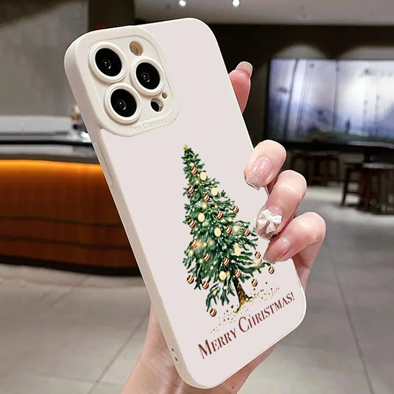 Festive Christmas Tree Graphic Phone Case For iPhone 16 15 14 13 12 11 Pro X XR XS SE2 8 7 Plus Pro Max Mini Silicone Back Cover