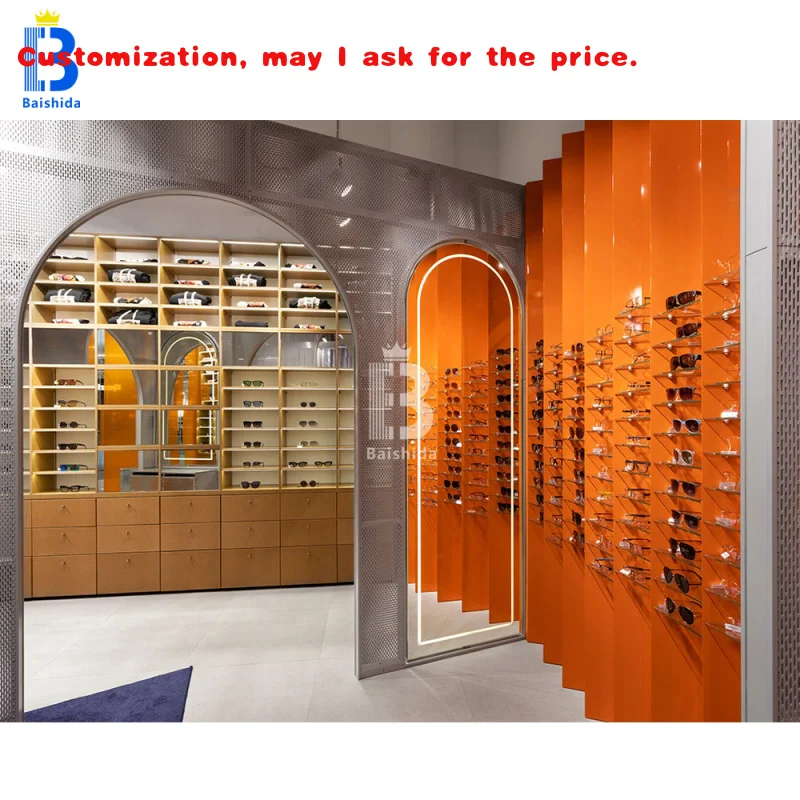 

Изготовленный на заказ.Помаранчевый космический магазин очков. Индивидуальные солнцезащитные очки. Витрина для очков. Полка для витрины. Дизайн украшения магазина.